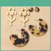 Leopard Trendy Print Acetate Stud Earrings With Bold Alloy Star Design 2021 Summer