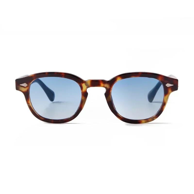 Vintage Rivet Tortoiseshell Round Sunglasses Women Men Brand Style Design Vintage Retro Yellow Blue Color Lens Square Sun Eyeglasses Female UV400