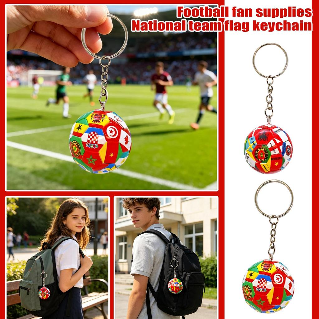 Soccer Fan Keychain with Team Flags Souvenir Gift for Supporters