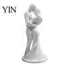 Durable Couple Figurine 3D Printed Black & White Hugging Statue, Minimalist Modern Sculpture with Abstract Embrace Love Form, Romantic Desk Decor for