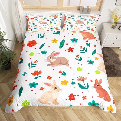 Tier Cartoon King Size Bettbezug Süßes Regenbogen Alpaka Weiches Bettwäsche-Set für Jungen Mädchen Floral Dschungel Tier Bettwäsche 3 Teile