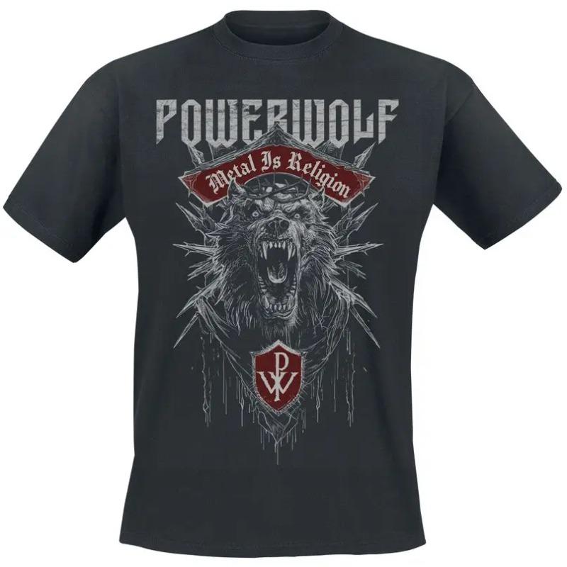 T-shirt in Cotone con Grafica Powerwolf Estiva Unisex Manica Corta Marca di Moda Tee Lusso Casual Vintage Retro Top