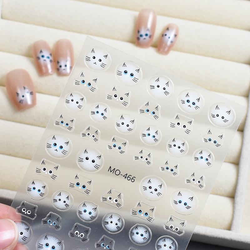 Blaue Augen Siamkatze Nagelsticker 3D Niedliche Cartoon-Tiere Selbstklebend Maniküre-Verzierungen Zubehör DIY Nagel-Slider Aufkleber