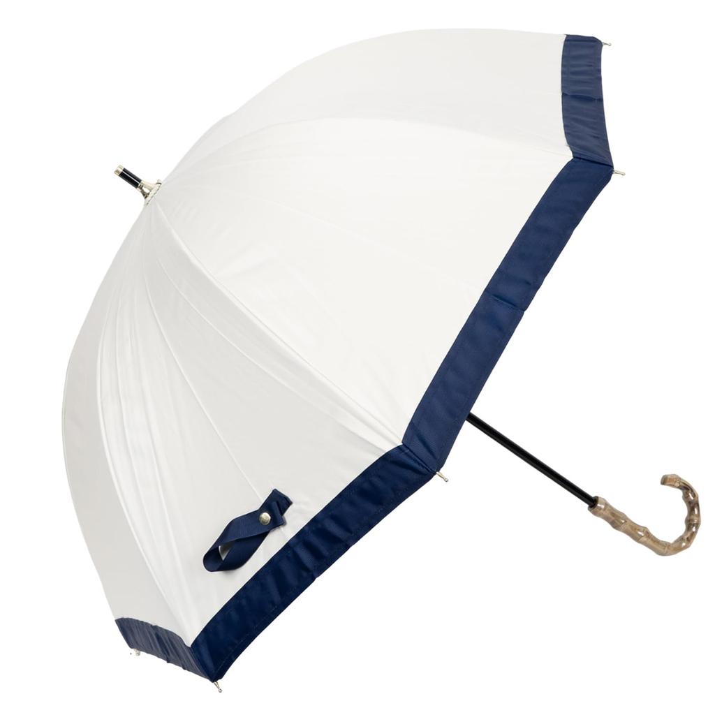 Kamio Japan Pink Trick Long Light UV Umbrella, 50cm, 100% Blocking, 100% Protection, Grosgrain, Off-White