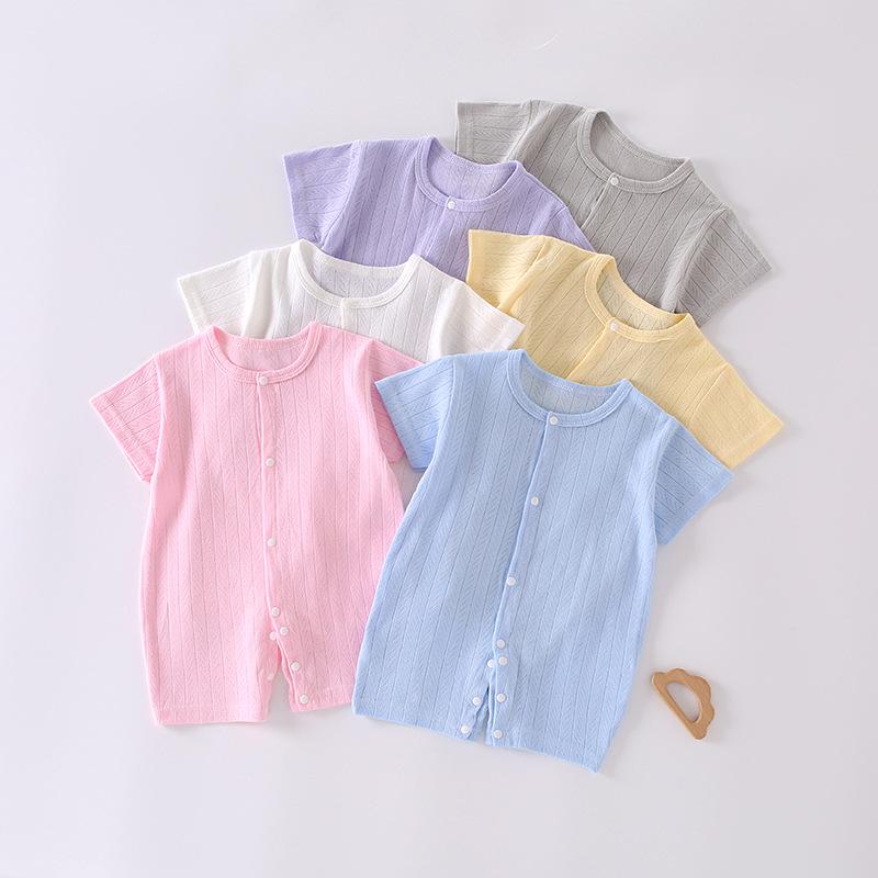 Newborn Summer Mesh Jacquard Cotton Romper - Breathable Class A One-Piece Suit