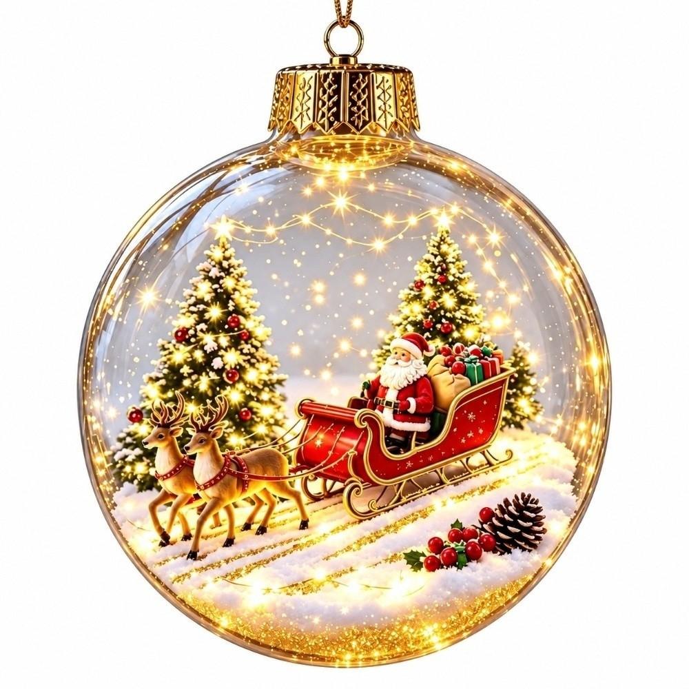 2D Flat Pattern Christmas Ball Ornament Transparent Clear Sphere Bauble  Family Gathering