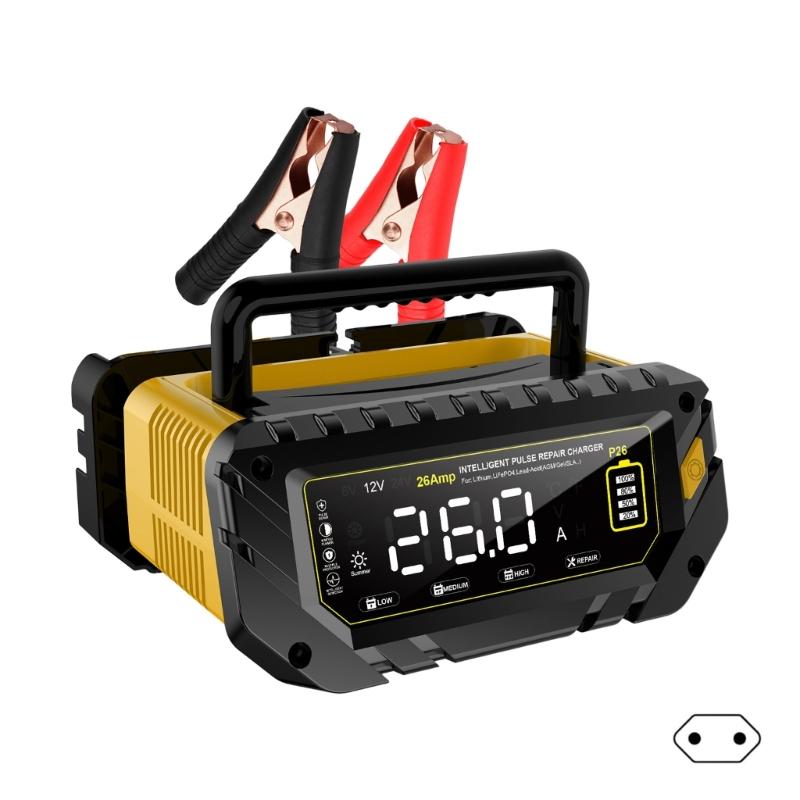 26A Battery Charging Adapter 6V/12V/24V Automatic Charging Adapter With LCD Display for LiFePO4 Battery Car Motorcycle