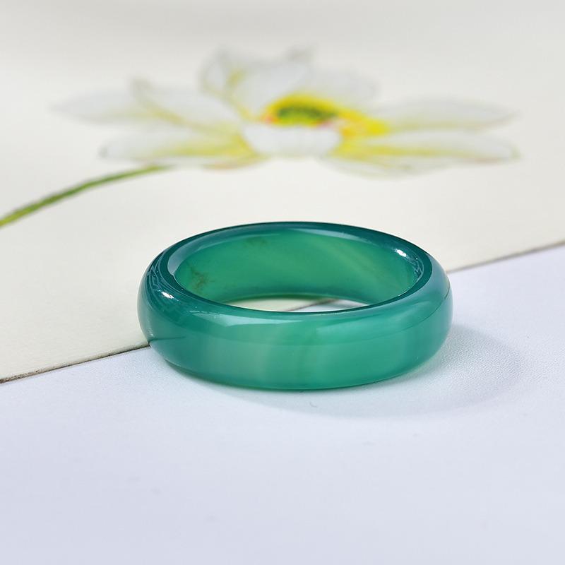 Ice-Type White Brazilian Agate Jade Ring Band