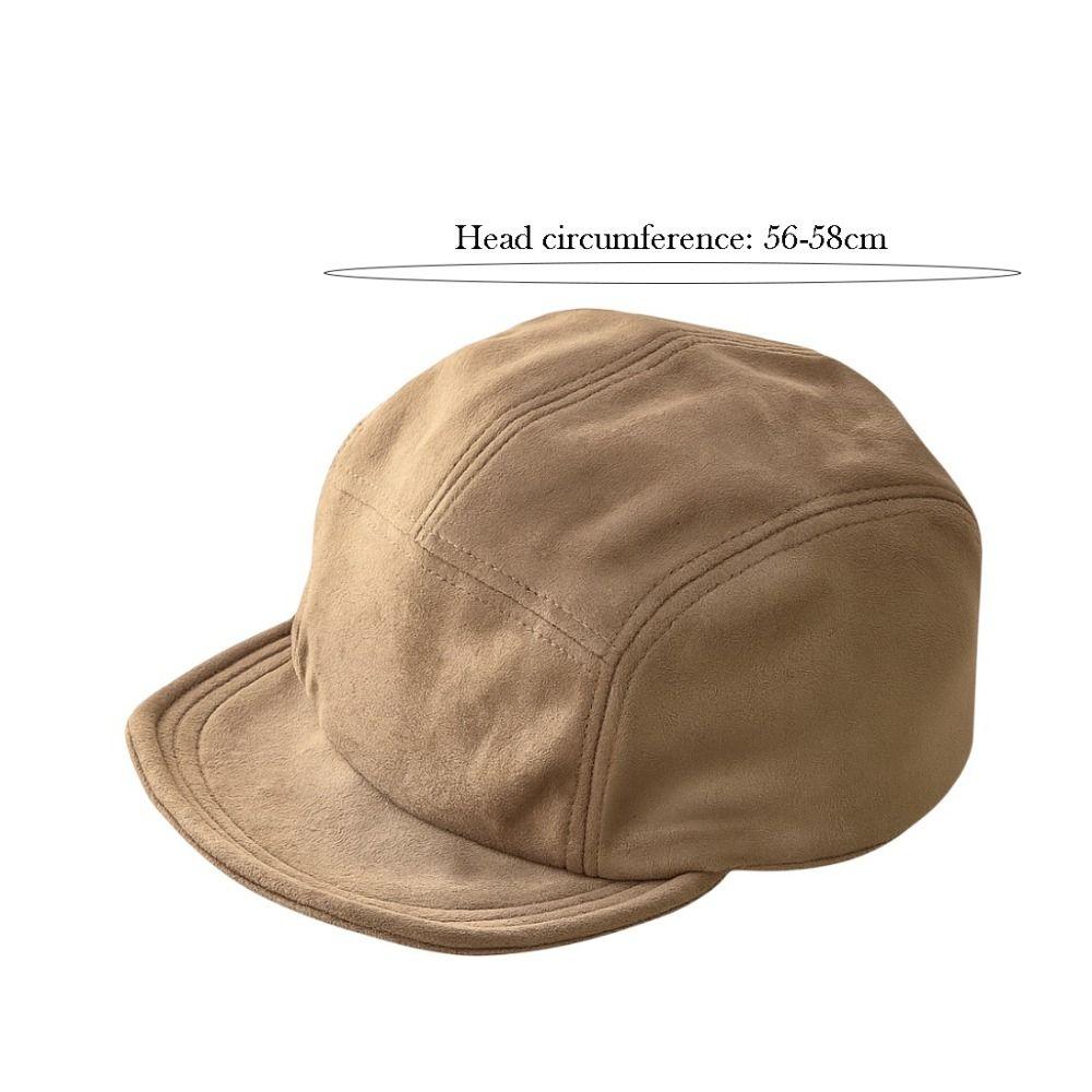 Retro Short Brim Baseball Cap Flat Edge Adjustable Duckbill Cap Solid Color Five-Piece Suede Hat Unisex