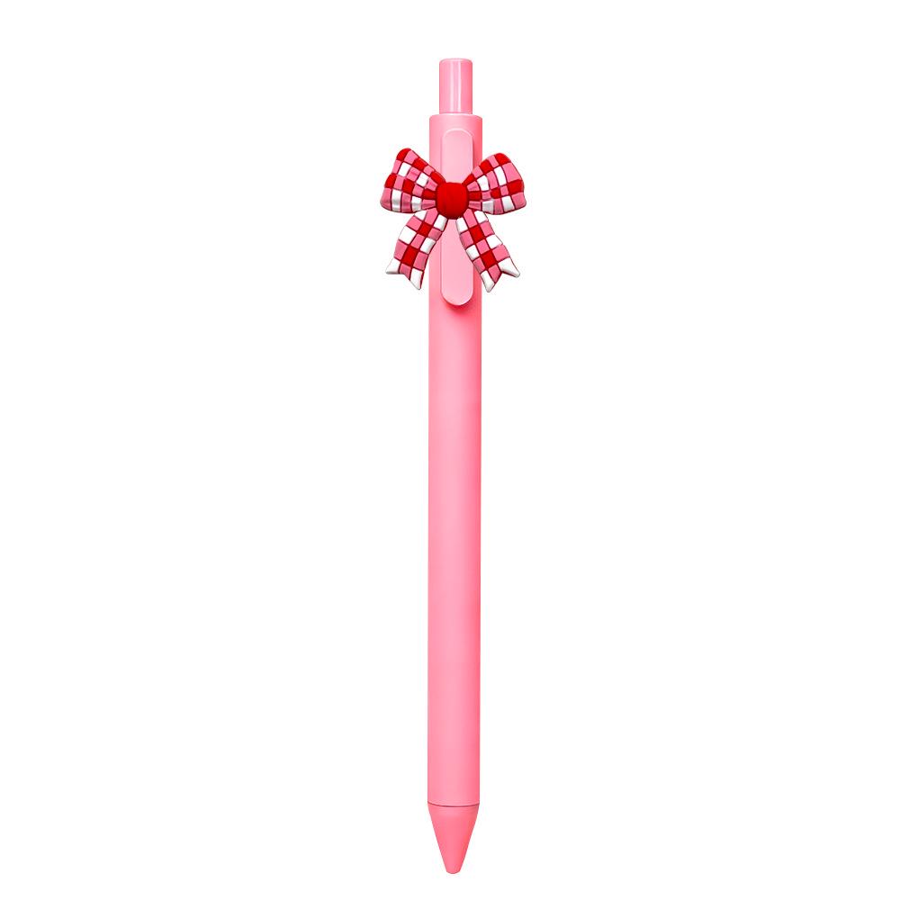 Pink Bow Series Girls' Soft Rubber Click Ballpoint Pens