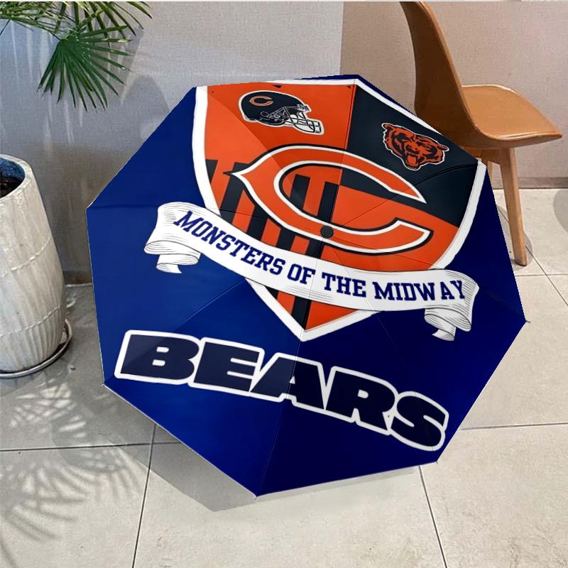 Chicago Bears Umbrella - Automatic Open/Close, Compact 8-Rib Lightweight Umbrella Essential for outdoorPicnic Accessory Fan Gifts