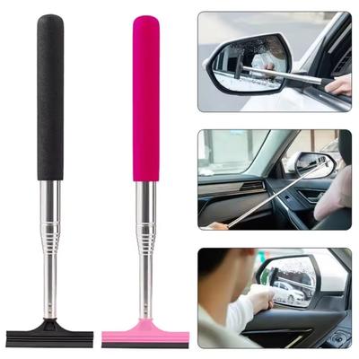 Car Telescopic Rearview Mirror Squeegee Portable Rainy Side Wiper Car Tool Glass Cleaning Handheld Mirror Window