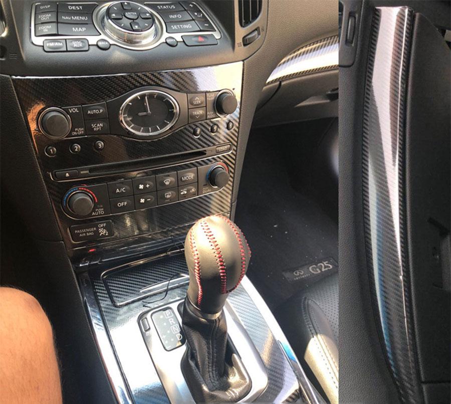 Kit Adesivi Decorativi Interni Auto Effetto Fibra di Carbonio Per 10-16 Infiniti G25 G37