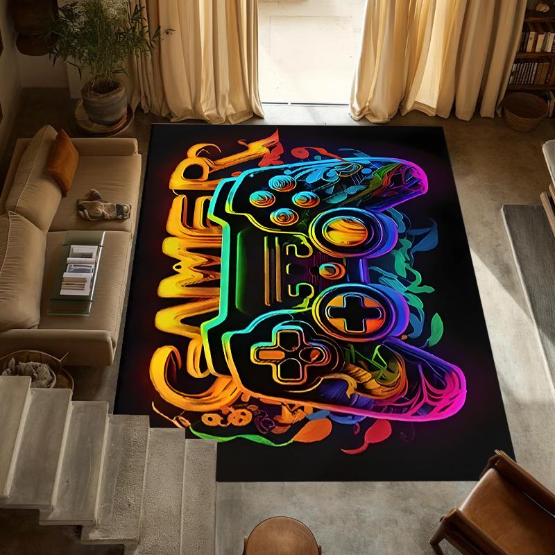 Y2K Neon Gaming Carpet Mat Rug Home Decoration Living Room Bedroom Floor Decor Cyber Style Non Slip Rugs Living Room Decoration