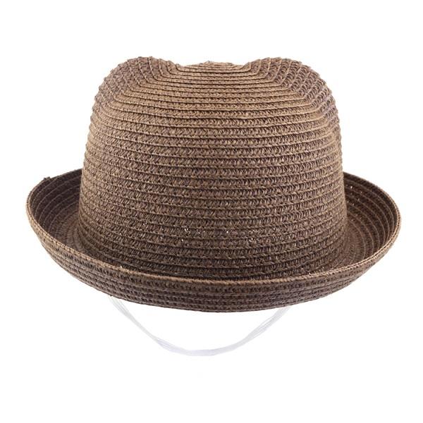2018 Summer Baby Ear Decoration Lovely Children Character Solid Kid Floppy Panama Straw Hats Girls and Boys Sun Hat