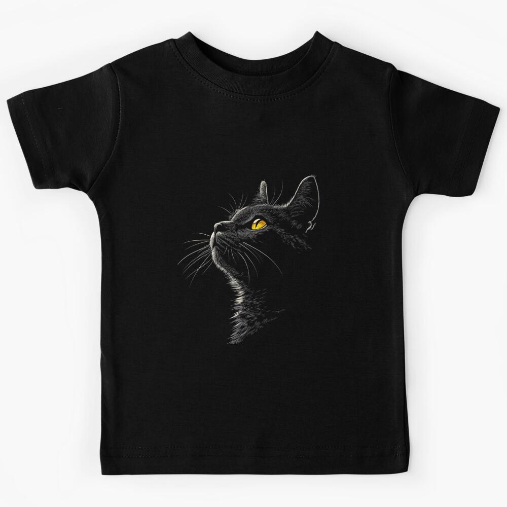Black Cat Silhouette Yellow Eyes Kids T-Shirt 100