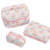 3pcs Cotton Quilted Travel Makeup Bags Large Cosmetic Bags Toiletry Organizer Bags for Women and Girls