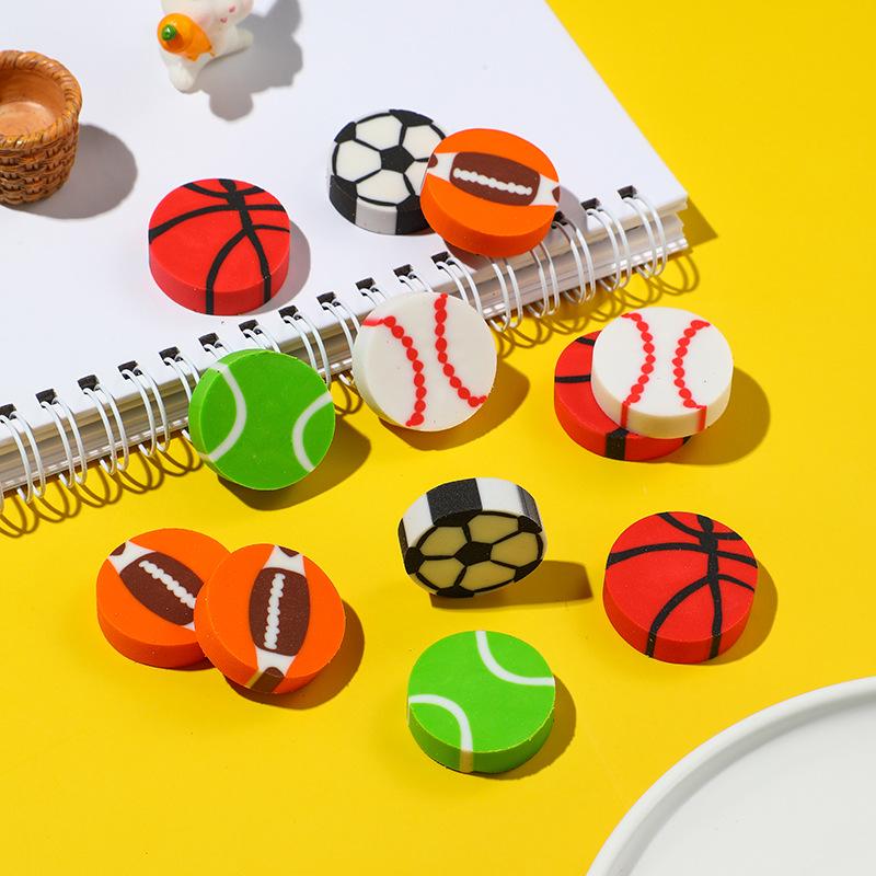 Creative Cartoon Sports Erasers: Football & Basketball Styles for Kids' Stationery
