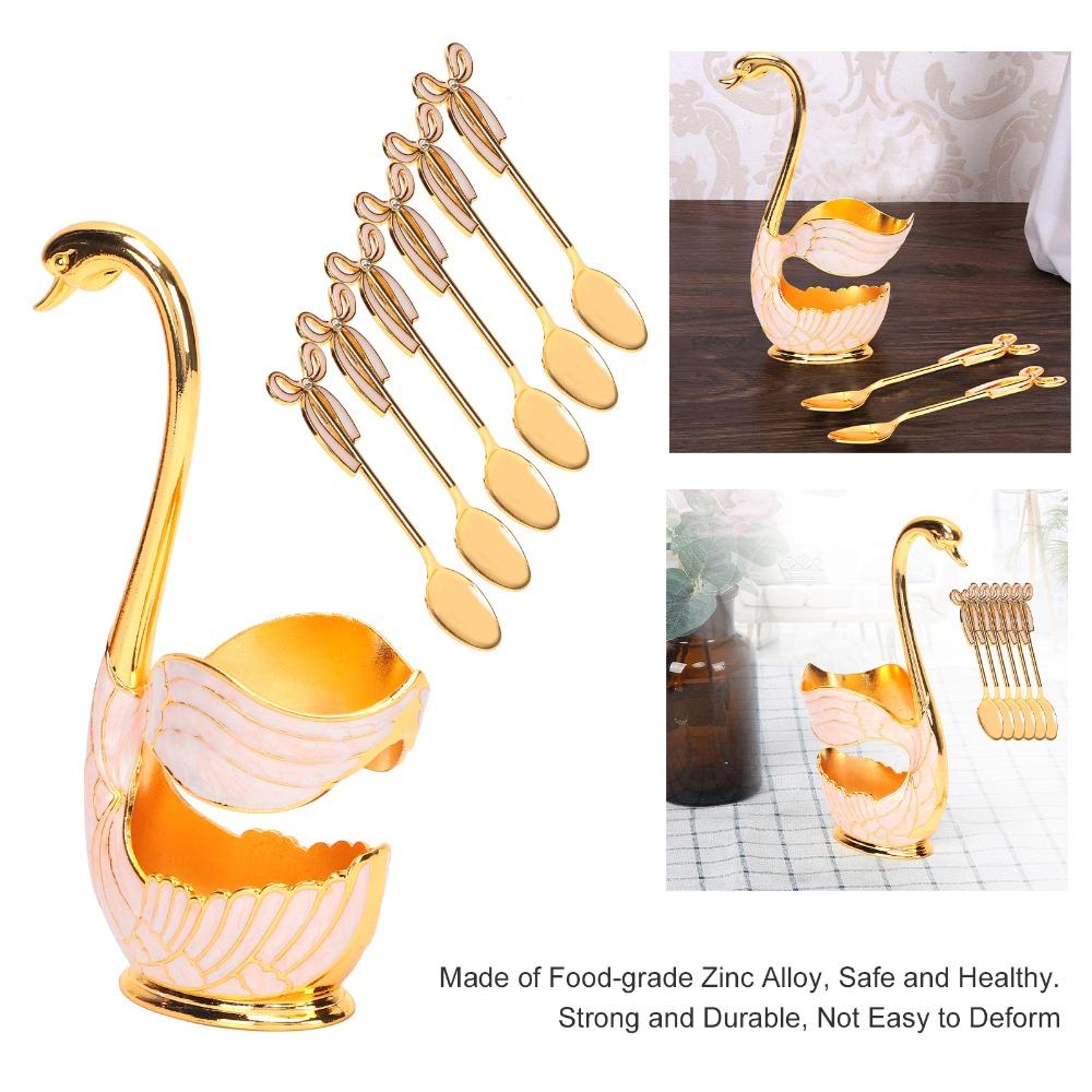 7pcs Zinc Alloy Coffee Spoon Set Gold Tea Spoon Set Dessert Spoons Spoon Fork Set For Fruit