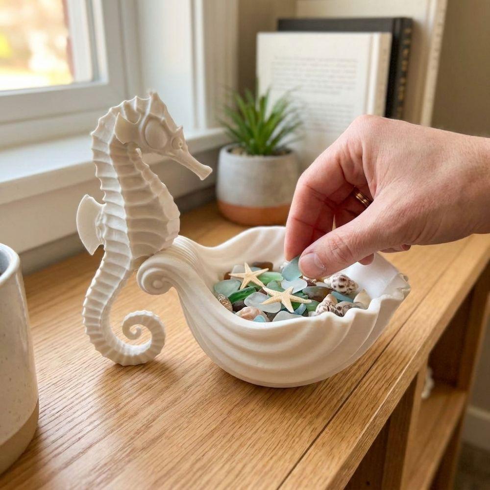 Cute Jewelry Display Stand Plastic Rings Holder Unique Seahorse-Shaped Storage Tray Home Ornaments