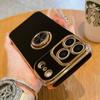 Plating Ring Stand Bracket Holder Case For iPhone 17 Air 16 15 14 13 12 11 Pro Max XR XS X 7 8 Plus SE Soft Silicone Cover