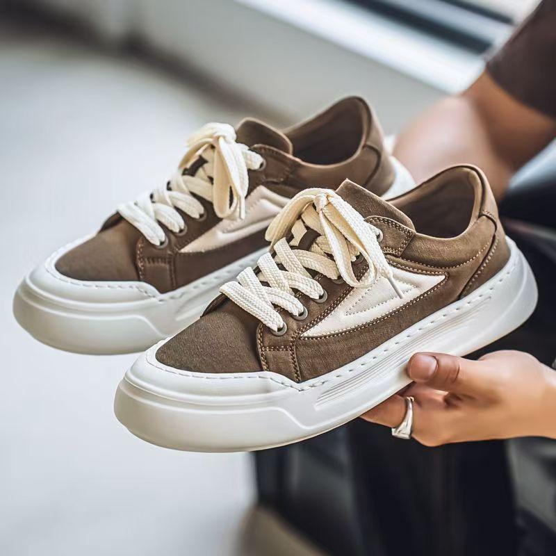 New men's breathable canvas shoes low-top sporty casual shoes men's soft-soled versatile thick-soled board shoes M1015