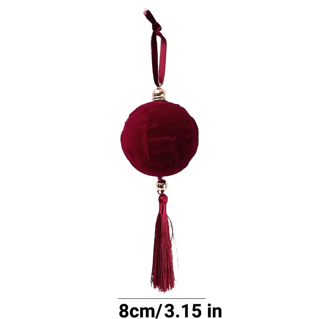 10/1PCS Velvet Wine Red Christmas Balls Christmas Tree Hanging Balls Party Decoration Christmas Spheres Pendant Burgundy Pendant