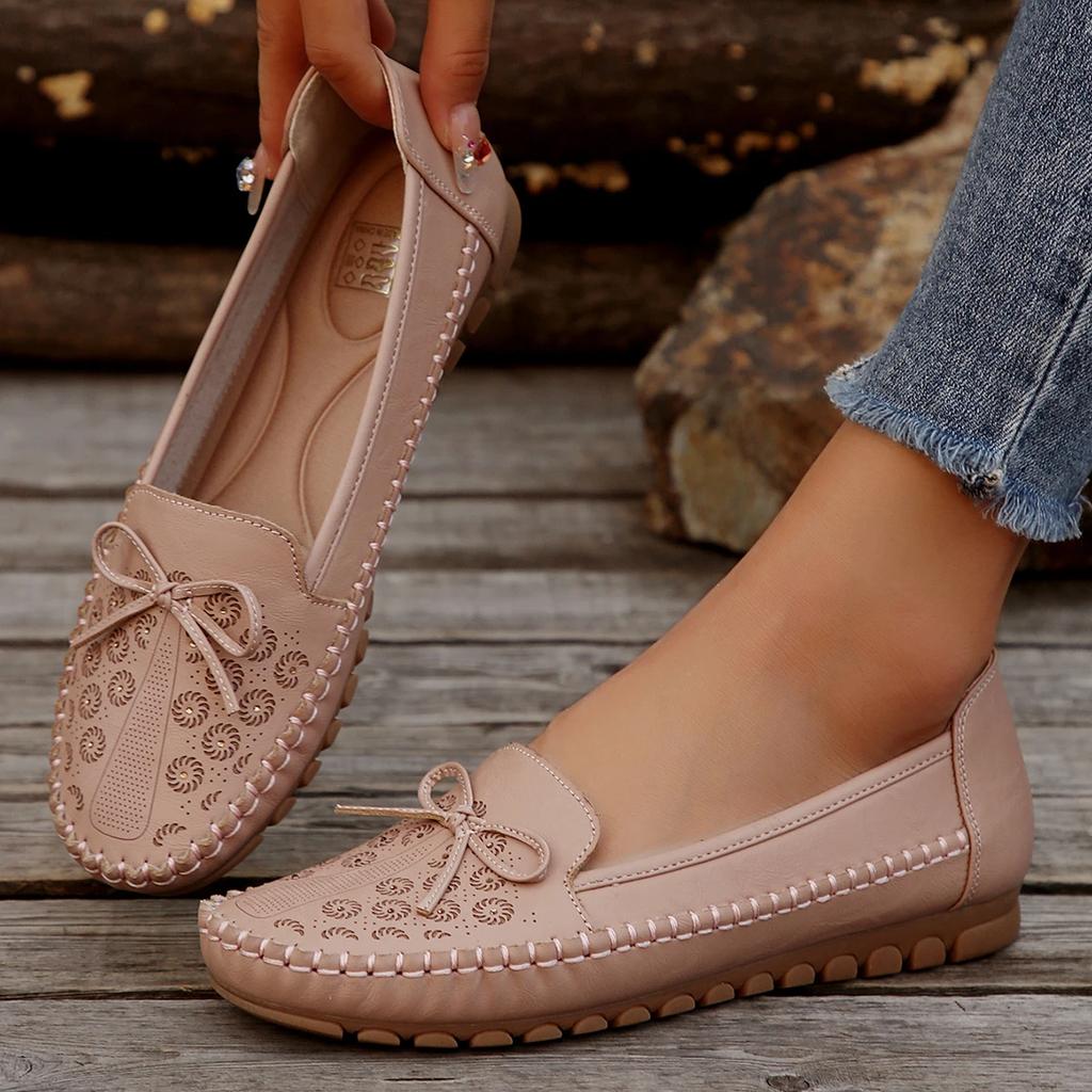 Fashion Women's Shoes 2025 New Women's Casual Round Toe Bow-knot Flat Shoes Women Breathable Loafers Slip on Comfort Shallow Shoes 35-43