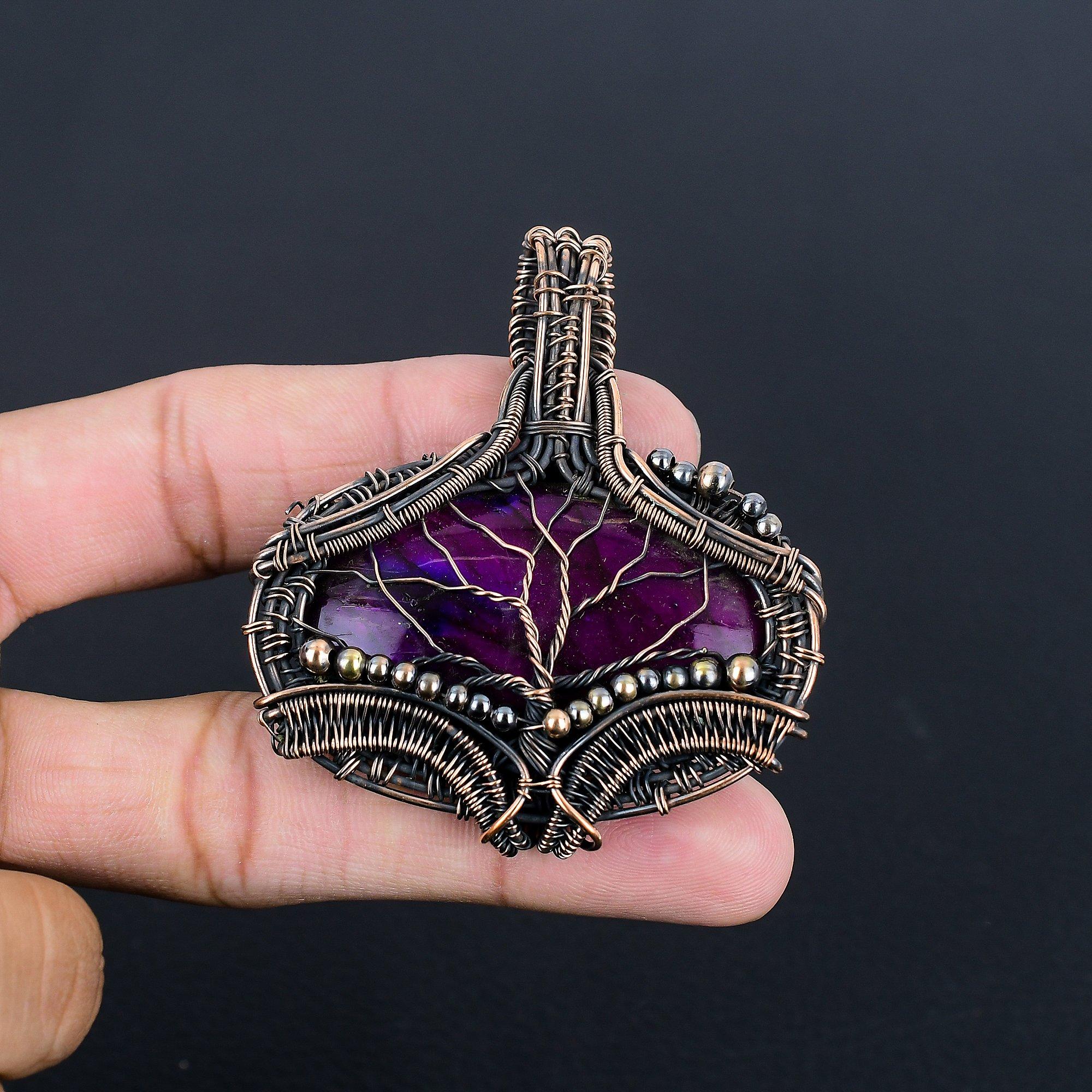 

Pink Flash Labradorite Pendant Gemstone Jewelry, 999 Copper Wire Wrapped Handmade Pendant, Latest Design Jewelry 2.55 Inches