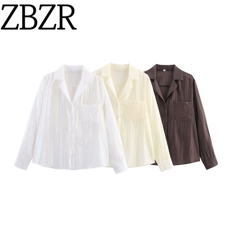 Za New Fall Women's Clothing 2025 Fashion Wind Fashion Minimalist Embroider Pocket Shirt 4786079 251
