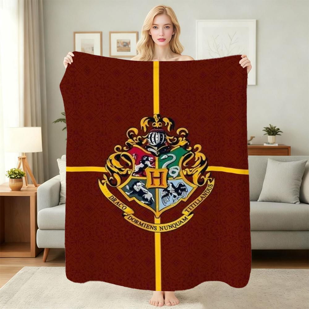 Hogwarts School Crest Flannel Blanket Comfortable Skinfriendly Fleece Blanket For Office Sofa Home Party Decor Memorial Gift