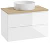 Wall-hung Bathroom Cabinet 100x50cm Set with Countertop and Round Washbasin White Modus