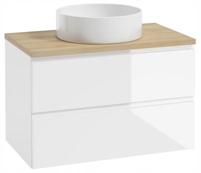 Mueble de baño suspendido 100x50cm set con encimera y lavabo redondo blanco Modus