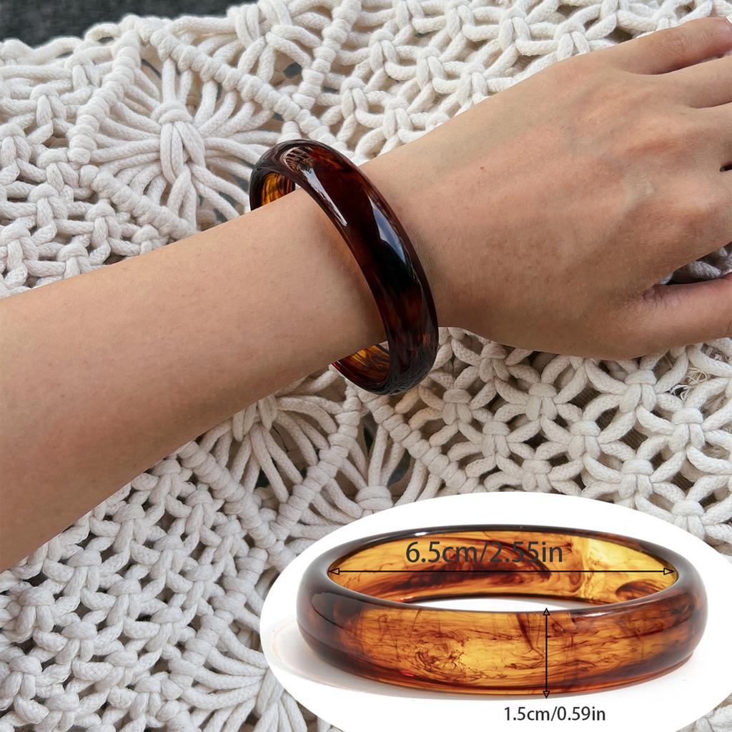 Fashion Style Smudged Marble Pattern Acrylic Bracelet, Retro Amber Resin Bracelet For Women