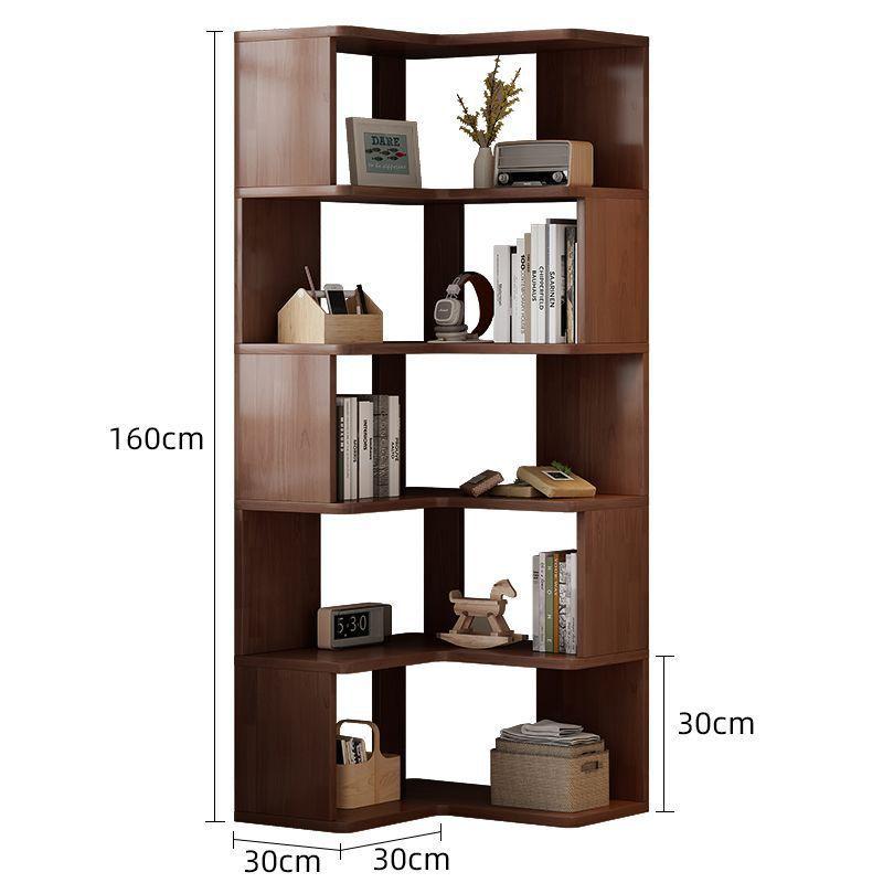 Corner Cabinet, Multi-layer Solid Wood Storage Rack for Living Room, Floor-standing or Wall-mounted Bookshelf for Corner Storage