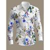 Nuova Camicia da Uomo a Maniche Lunghe Estiva, Vivace Fantasia Floreale, Fioritura Primaverile Romantica Confortevole, Camicia Stampata Casual e Versatile Top da Uomo