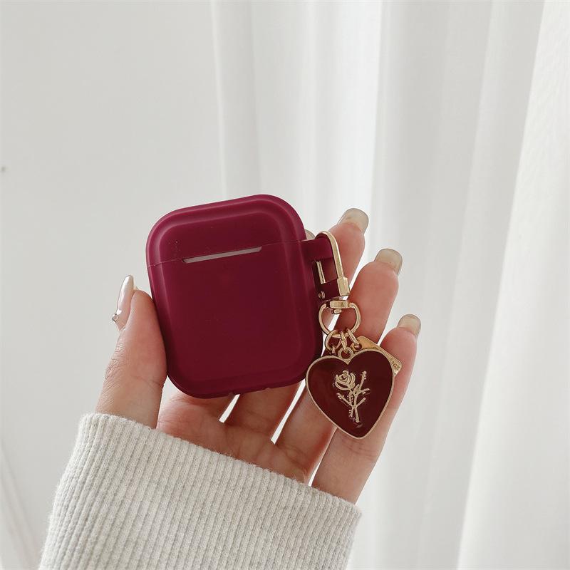 Burgundy rose love for AirPods 1 generation protective case second generation 1 generation pro1 apple bluetooth headset case