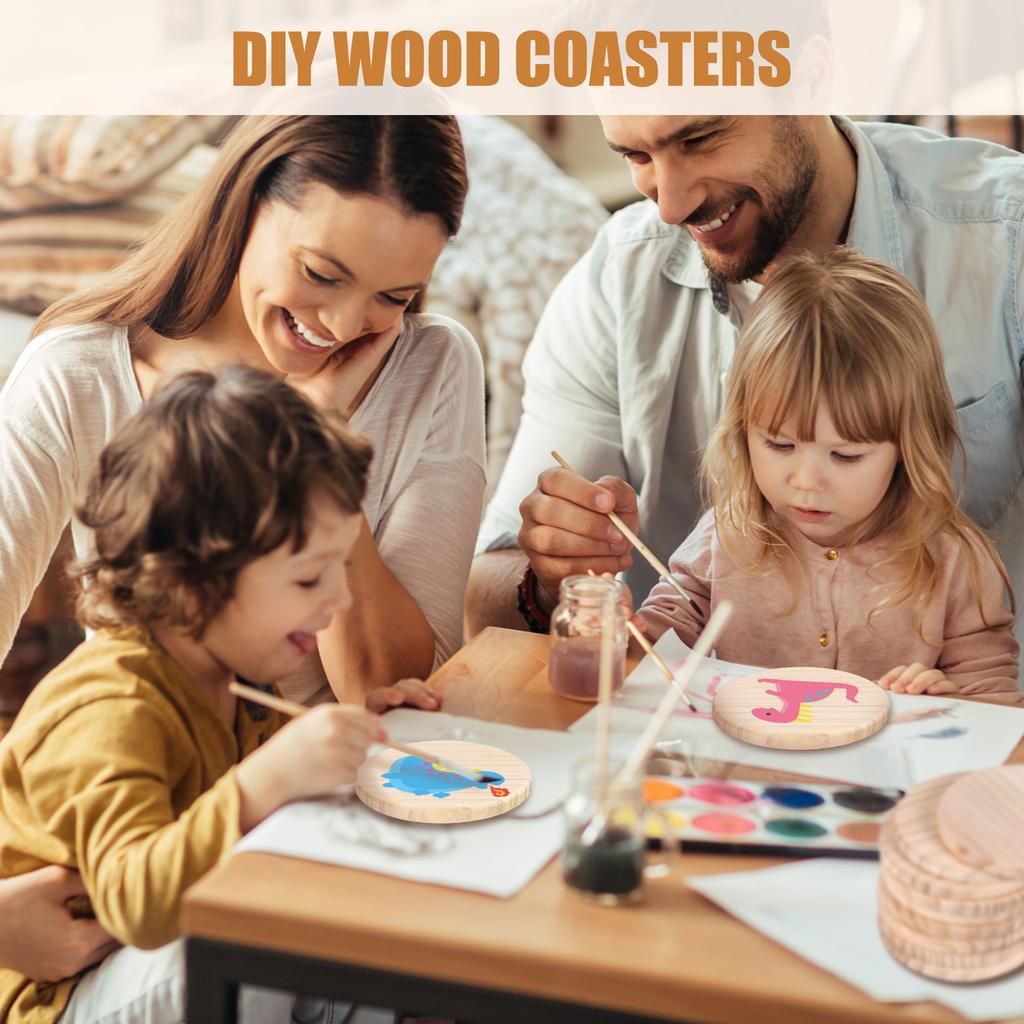 Good-Unfinished Wood Coasters 4 Inch Round Blank Wooden Coasters Crafts DIY Stained Painting Wood Engraving Home Decoration