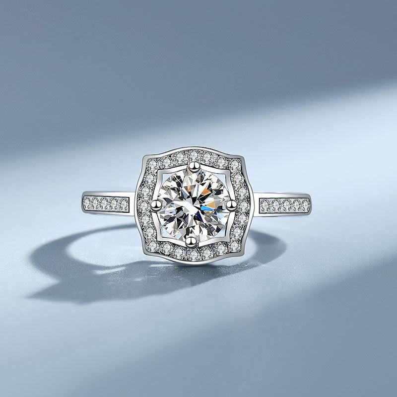 Starlight Row Moissanite Ring Platinum - Timeless Design Sparkling Jewelry for Perfect Confession
