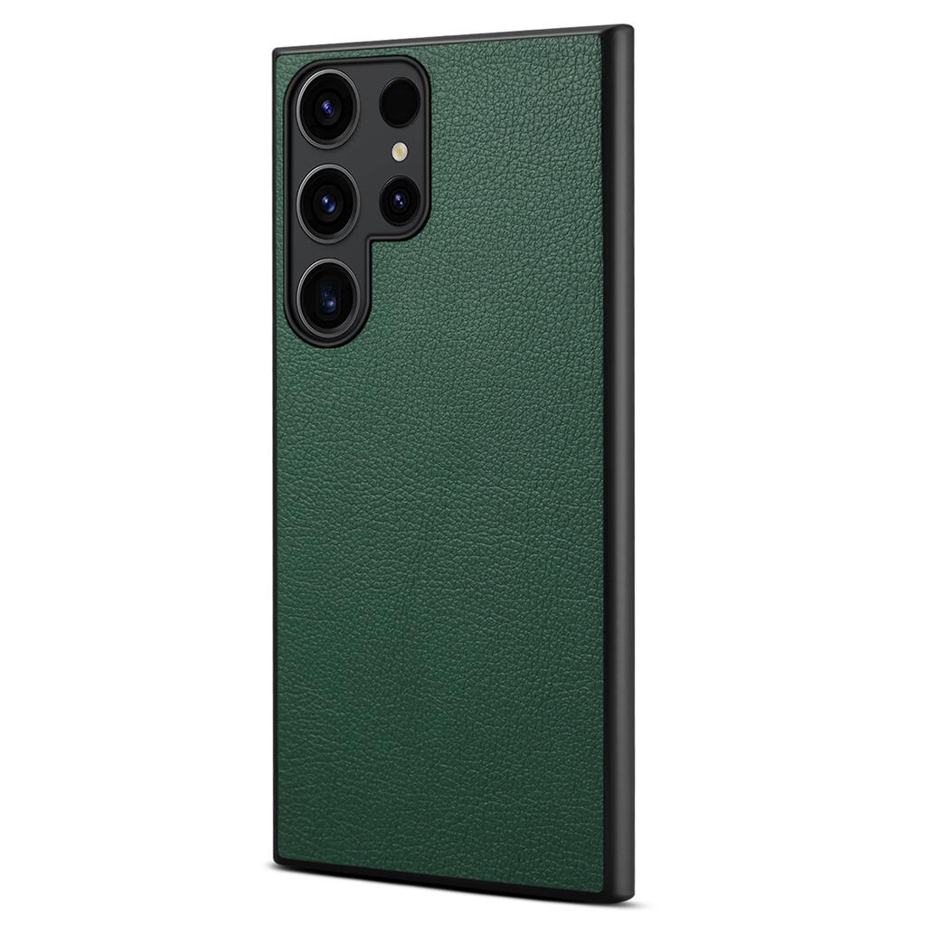 For Samsung Galaxy S25 Ultra Case Calf Texture Leather+PC+TPU Phone Cover