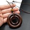 Round Clothing Pendant Retro Ethnic Sweater Necklace Gifts Vintage Leather Lanyard  Women Girls