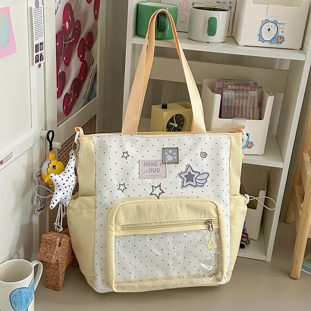 Schoolbag shoulder bag Korean version cute star transparent pain bag two-dimensional college style tutoring class student shoulder messenger bag