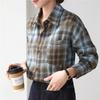 2025 Women's Retro American Plaid Long-Sleeve Shirt