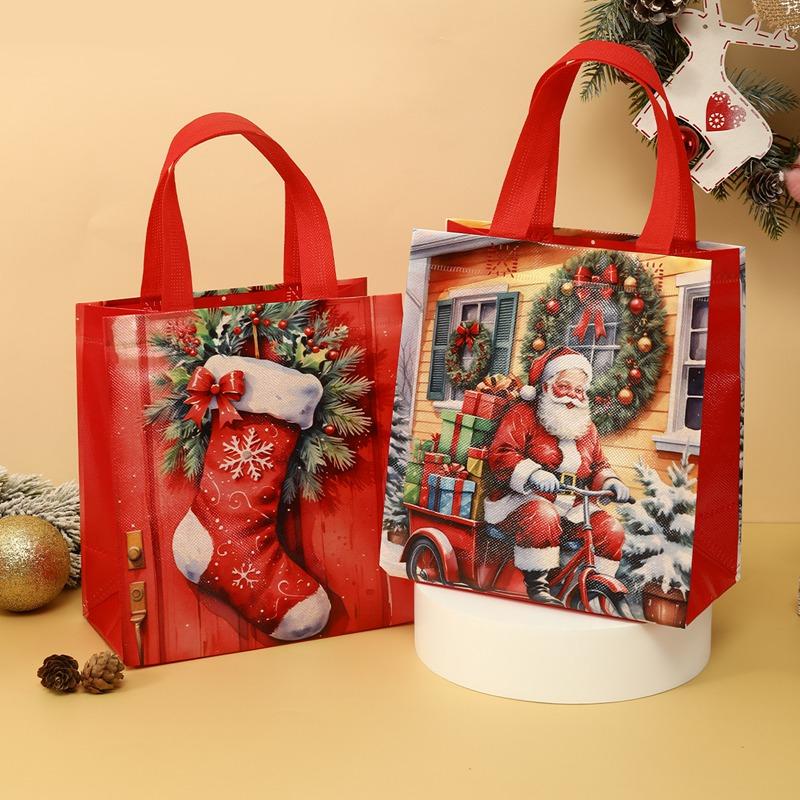 4/8pcs Christmas Gift Bag Santa Non-Woven Bag Christmas Decorations For Home 2026 Xmas Navidad Noel Gifts New Year Packaging Bag