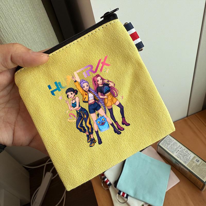 KPop Demon Hunters Makeup Bag Women Cute Anime Canvas Multicolored Pencil Case Zipper Hand-carried Finishing Storage Bags Gift