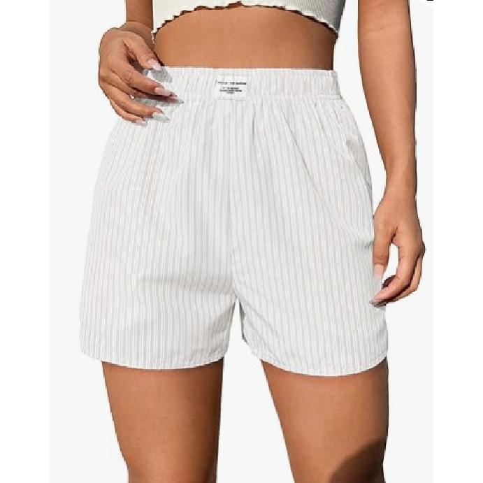 

2025 Новые женские повседневные шорты в полоску с высокой талией, свободные, ленивые, стиль весна/лето XS
