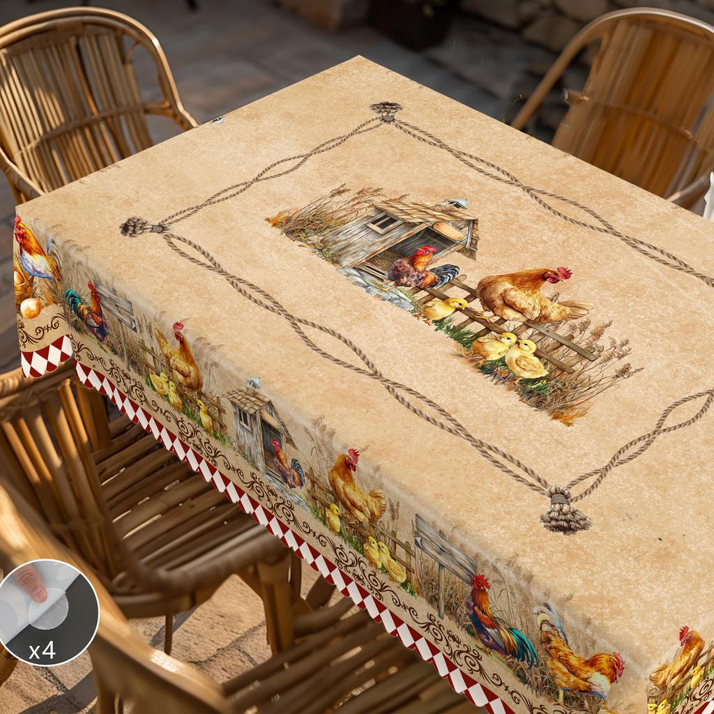 1 sztuka retro wiejski farmhouse obrus z nadrukiem motywu kurczaka, farmhouse, kurczak, wzór kraty, odpowiedni na przyjęcia świąteczne, Gar