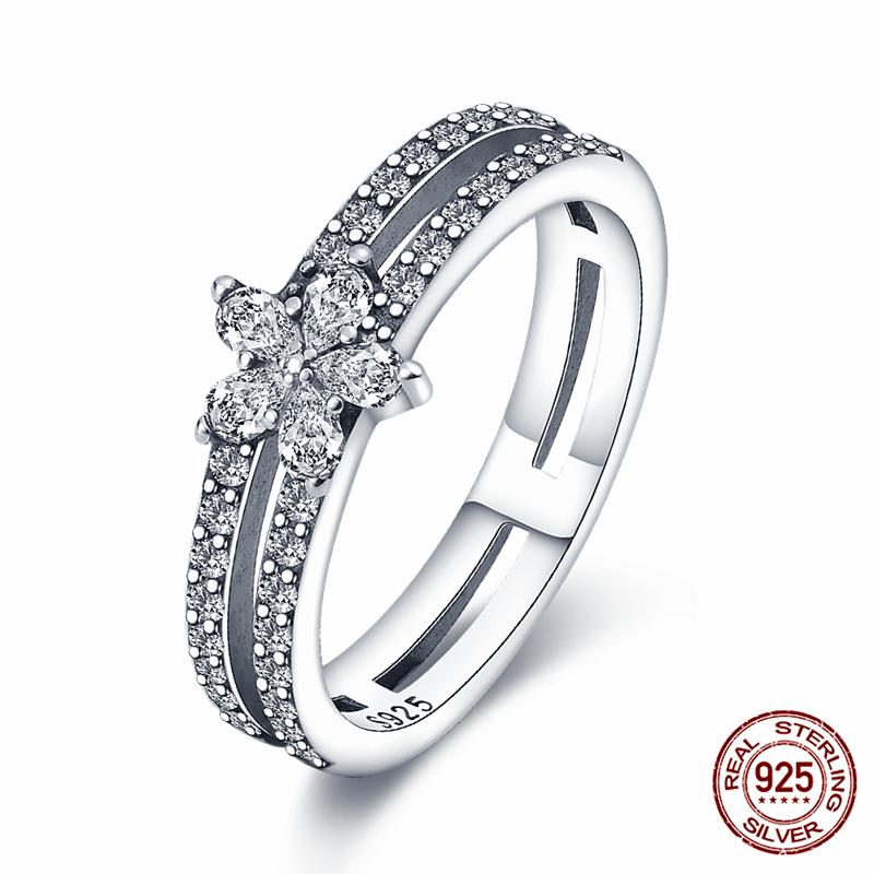 Brand New 100% Genuine 925 Silver Women's Ring Original Heart Crown Rose Gold Crystal Engagement Ring Wedding Anniversary Jewelr