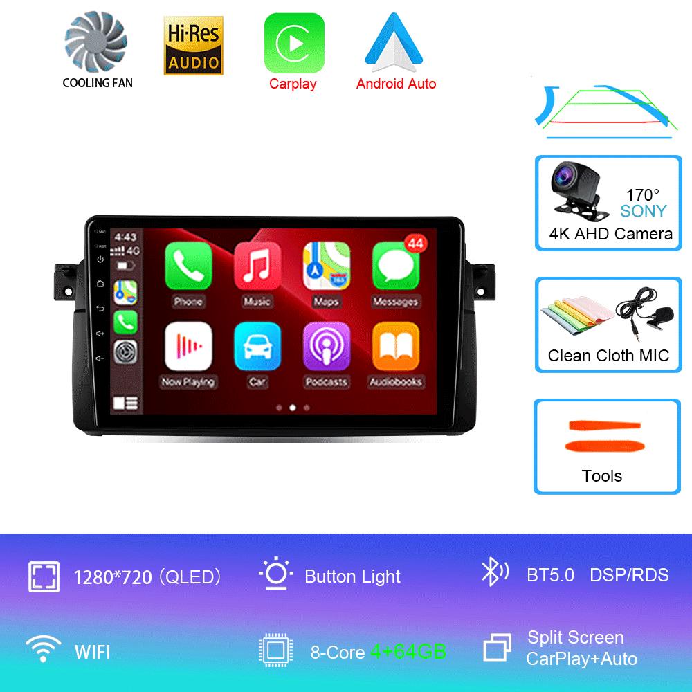 Car Radio Android 14 Carplay For BMW E46 M3 1998 1999 2000 2001 - 2006 Navigation GPS Multimedia Player Stereo wifi+4G BT 2 DIN