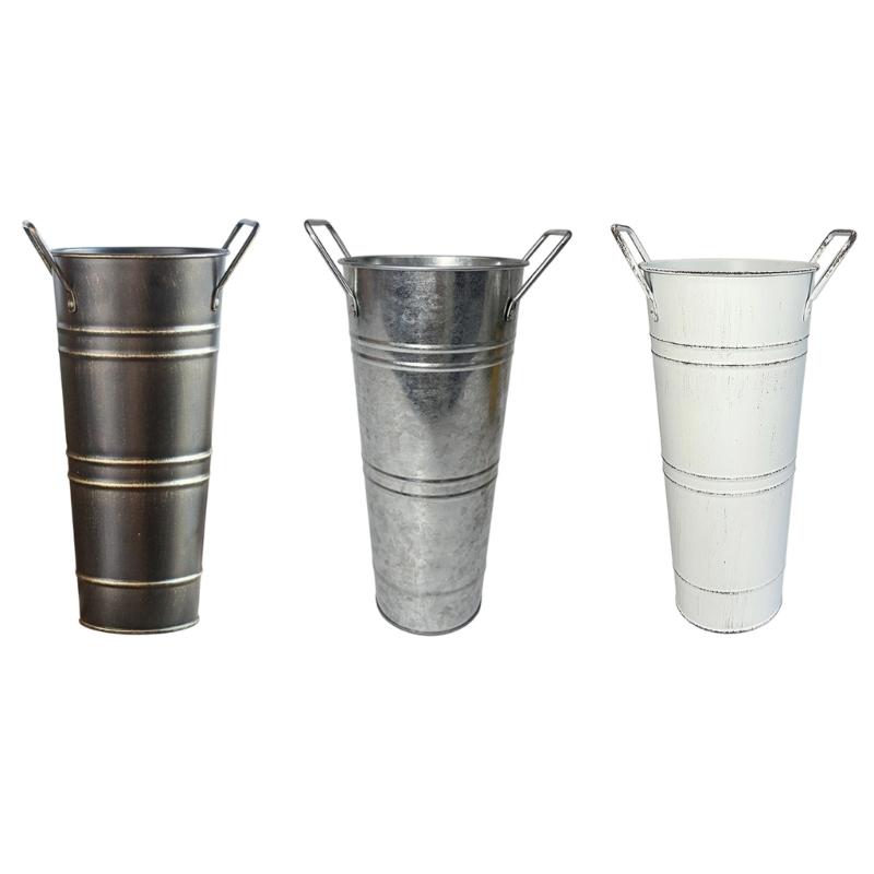 Vasos Metálicos Galvanizados para Floricultura Decoração Rústica de Fazenda Balde de Flores Suporte de Flores de Lata Rústico para Plantas Cortadas Decoração de Casa